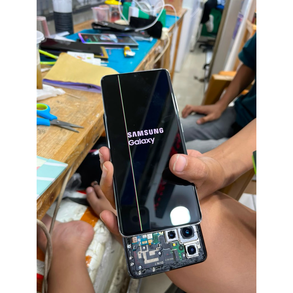 LCD Samsung S21 Ultra Copotan Minus 2 garis tipis