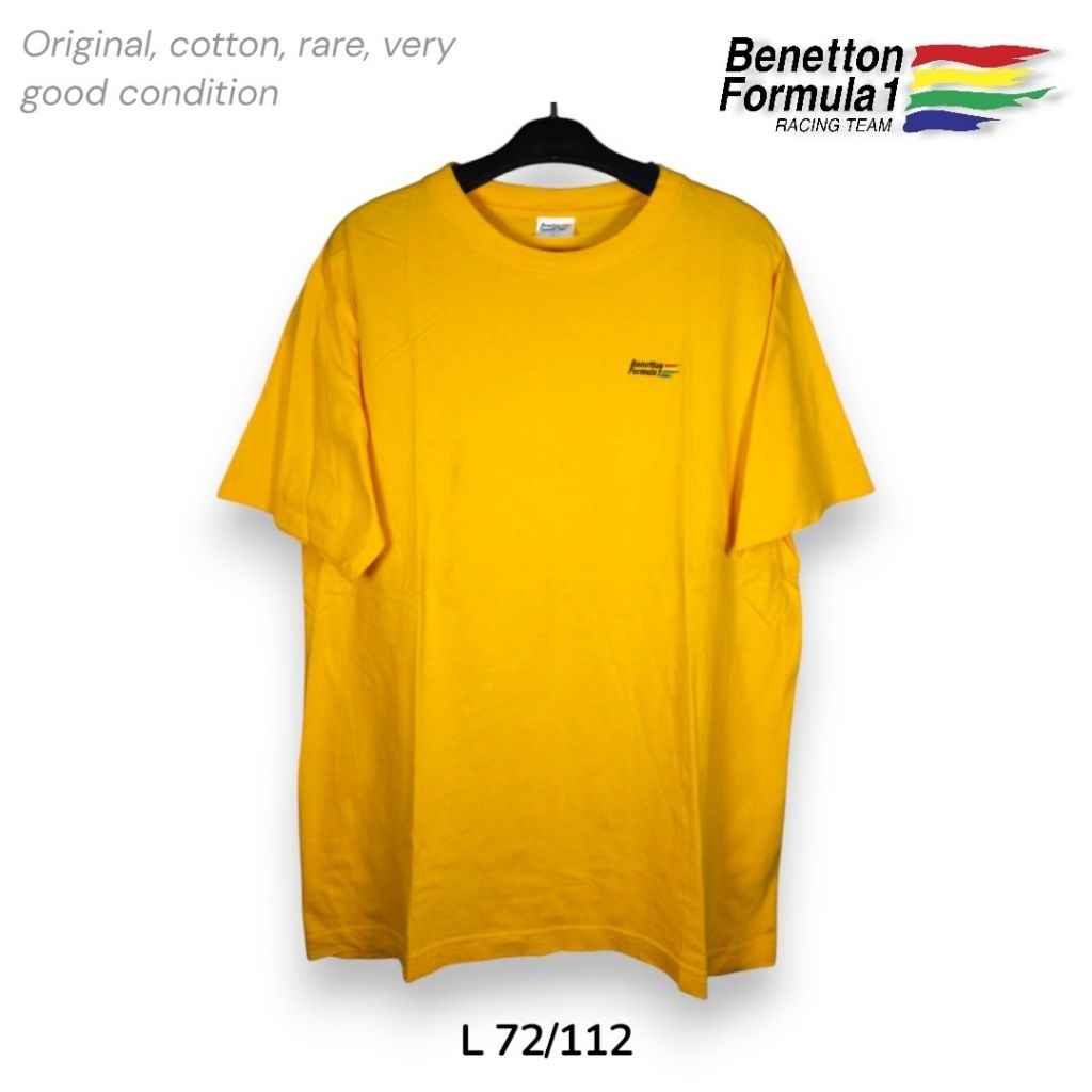 Benetton Formula 1 T-shirt Kaos Katun Kuning Lengan Pendek Tim Balap F1 Size L Original