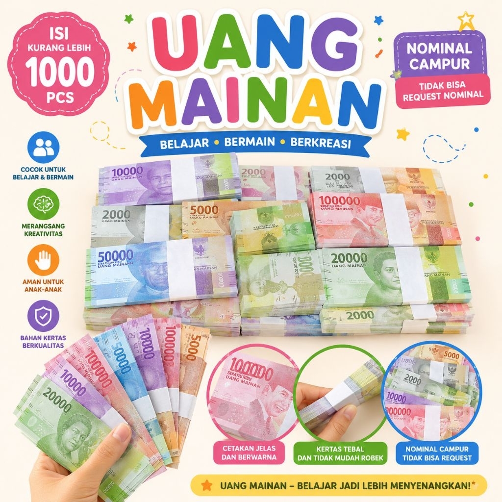 -+1000pcs Uang MAINAN ori - Duit monopoli asli