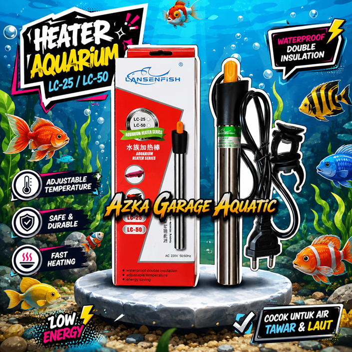 Heater Stainless Lansenfish LC 25 Watt Penghangat Pemanas Suhu Aquarium
