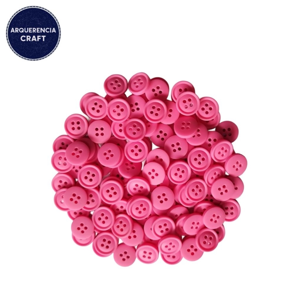 10 Pcs Kancing Hias Plastik Bulat Pink | Kancing Scrapbook DIY