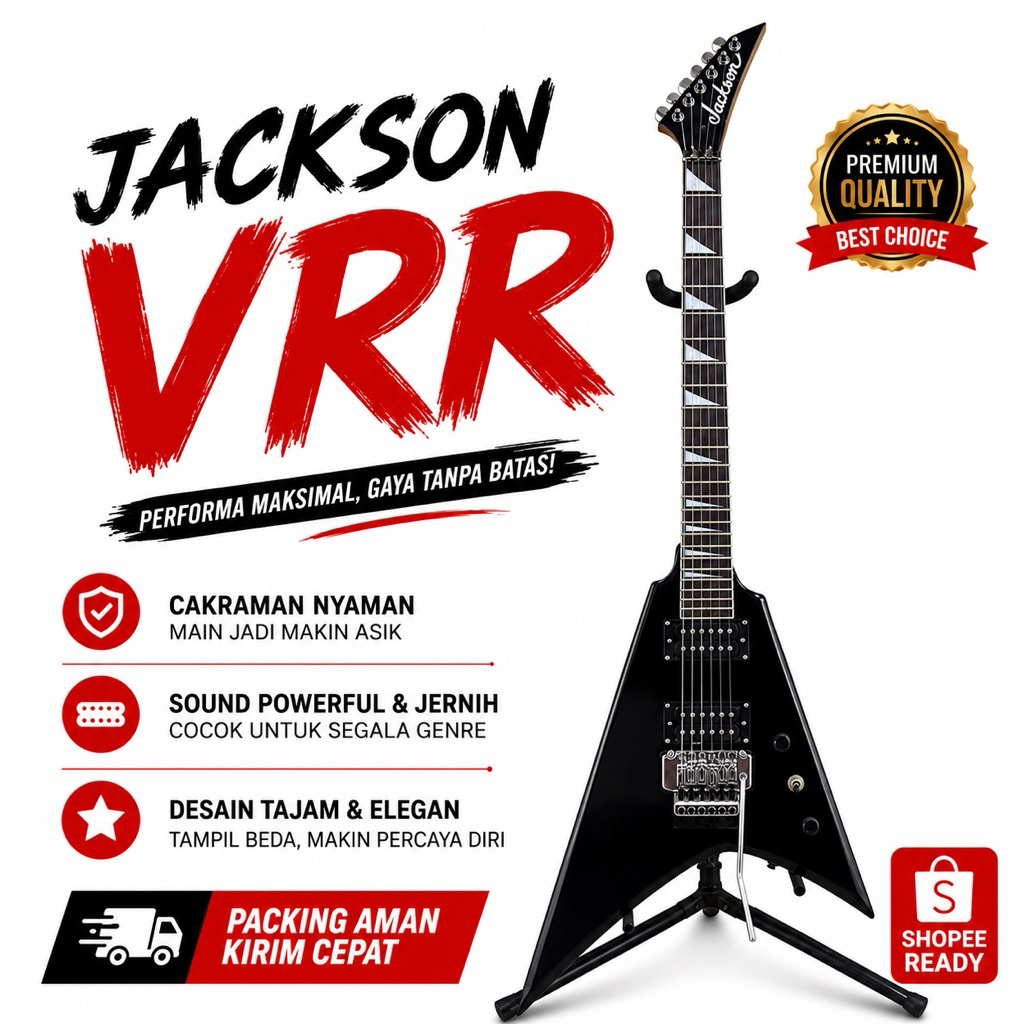 Gitar Elektrik Updown Jackson Flying V Limited Black Series