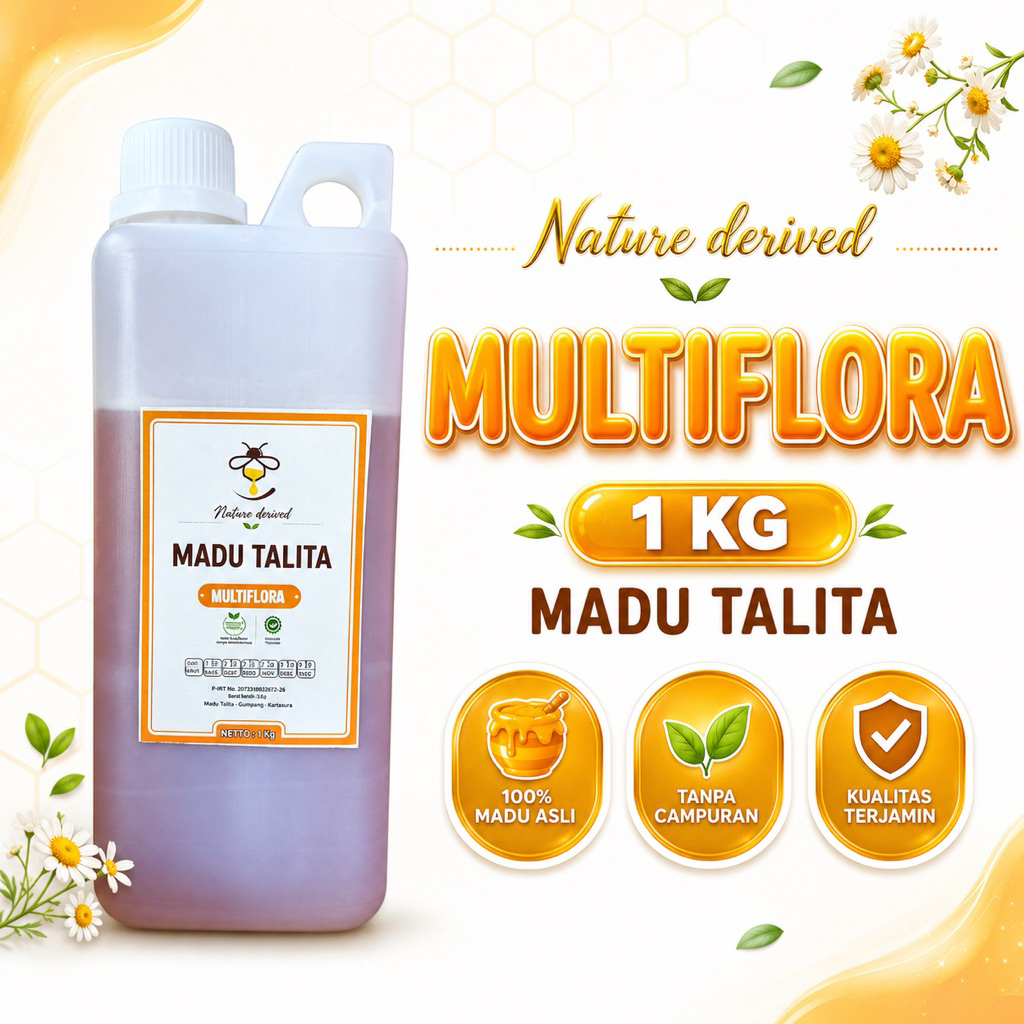 (STIKER BARU) Madu Talita Multiflora 1kg Madu Murni Asli Raw Honey