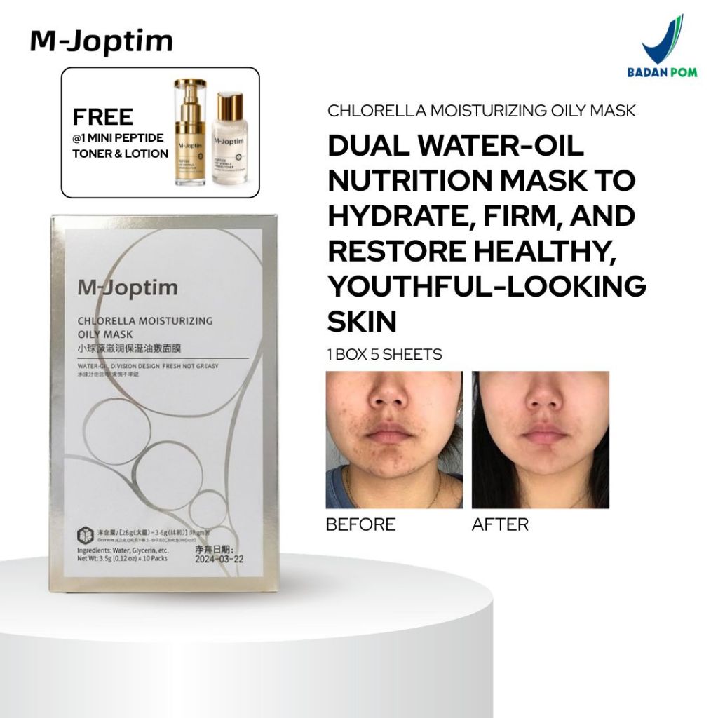 [FREE MINI PEPTIDE TONER + LOTION] M-Joptim Chlorella Moisturizing Oily Mask | Masker Untuk Wajah Fr