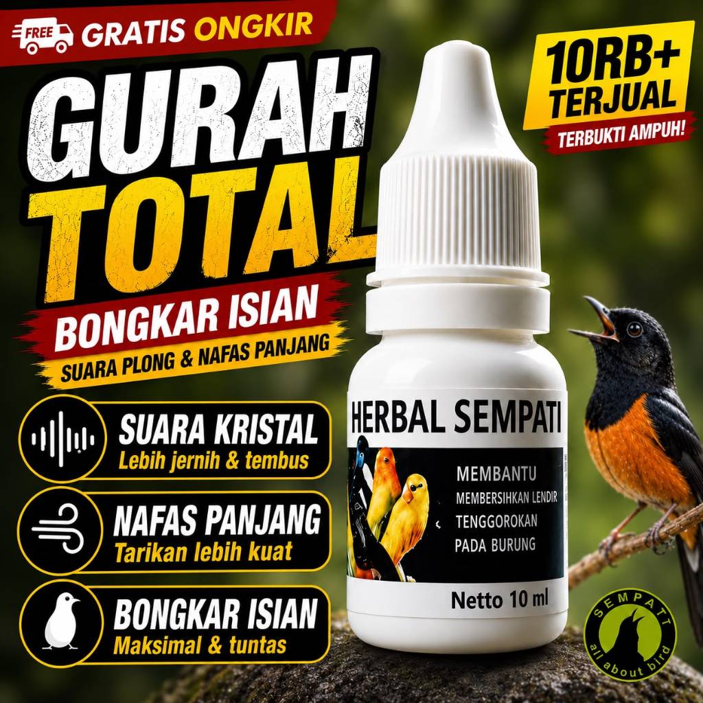 SEMPATI GURAH TOTAL SEMPATI Obat Burung Serak Nafas Pendek Suara Kristal Murai Kacer Kenari Cucak Pl