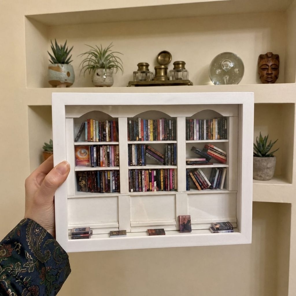 HandMade Anxiety Bookshelf miniature [ WHITE ] / Lemari Mini / mini books
