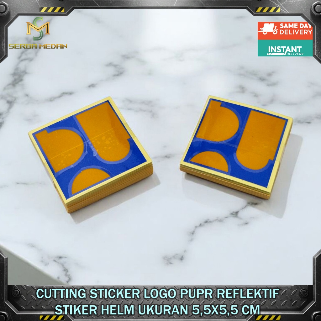 Stiker Helm Cutting Sticker Logo PUPR 5,5x5,5cm Sticker Proyek Proyek Stiker Reflektor Scothlite