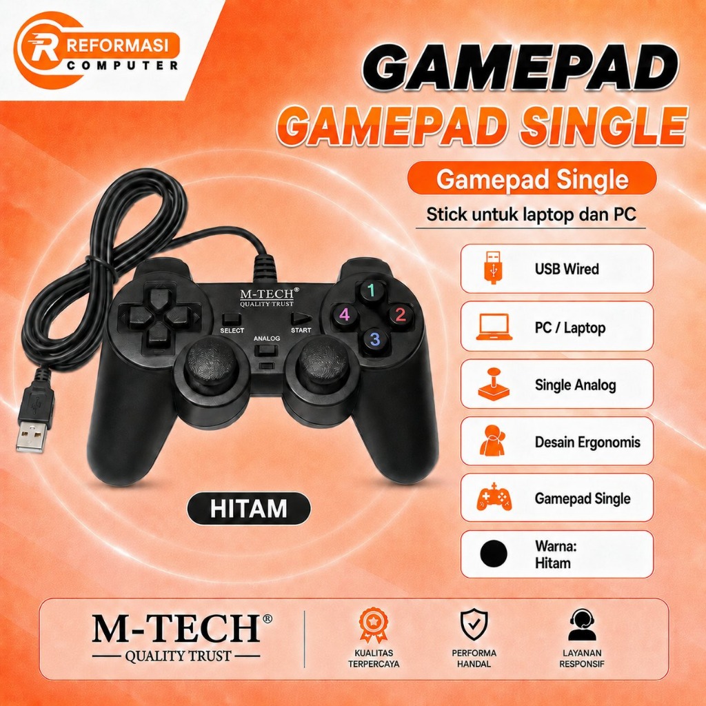 M-TECH Gamepad single Usb M-Tech/stick laptop/stick pc/joystick