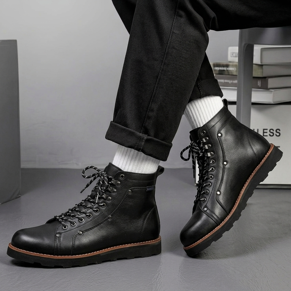 IGOR - Sepatu Boots Pria Hitam Formal Kerja Kulit Asli Casual Elegant Kekinian