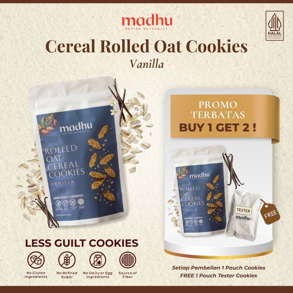 Madhu Bites - Cereal Rolled Oat Cookies - Vanilla - Halal