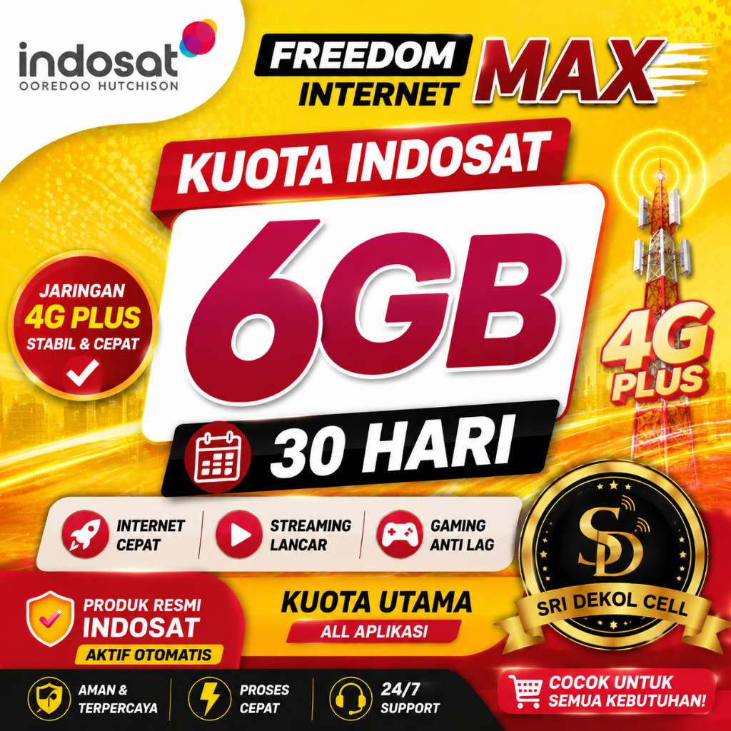 KUOTA INDOSAT FREEDOM INTERNET MAX 6GB 30 HARI - PAKET INTERNET INDOSAT MURAH AKTIF OTOMATIS 4G 5G S