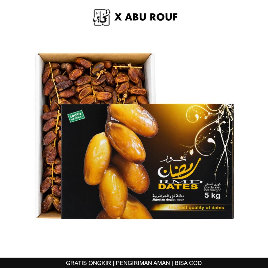 Kurma Tunisia Tangkai RMD Dates 5kg Rasa Manis Legit Tekstur Kenyal dan Renyah Natural Sugar Grade A