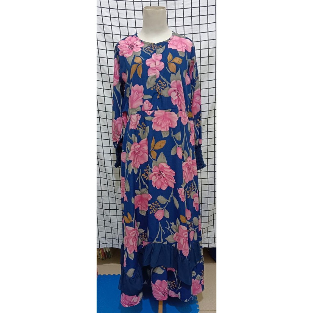 Gamis Wanita Motif Bunga Besar Size L