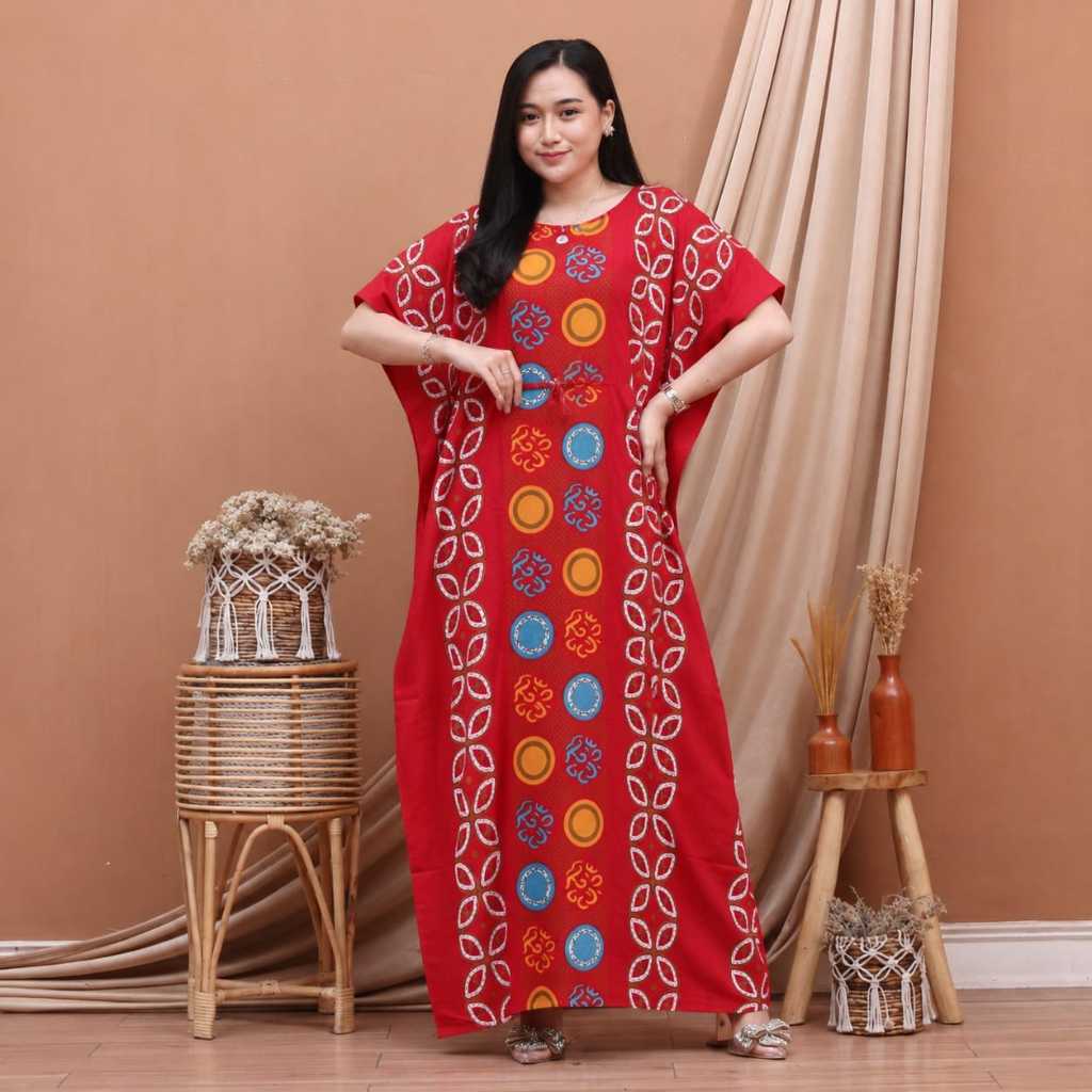 Daster Arab Super Jumbo ld 150 Spesial Edition Merah Kaftan Kelelawar Lowo Kekinian Lengan Renda Kai