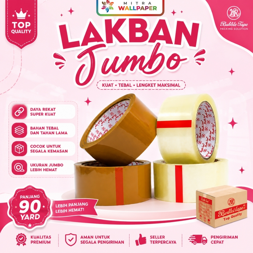 Selotip Besar Lakban Bening Isolasi Tape Besar Ukuran 90Yard Lakban Coklat Lakban Packing Tebal