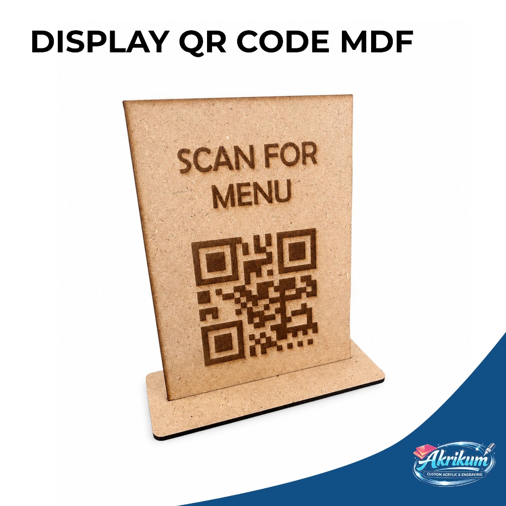 Akrikum Display QR Code Menu Kayu Minimalis untuk Cafe & Restoran