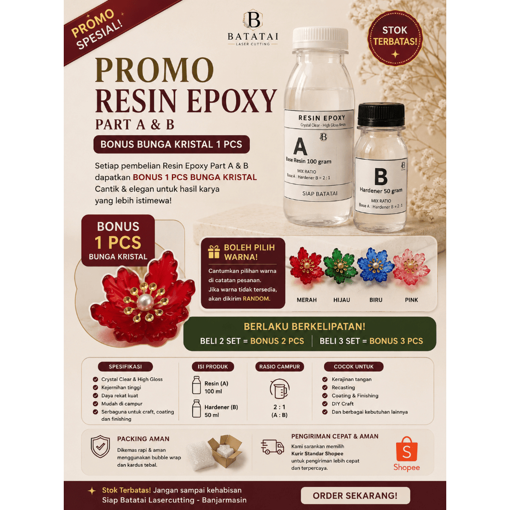 Resin epoxy bening siap dicampur  / Bahan kerajinan Mahar