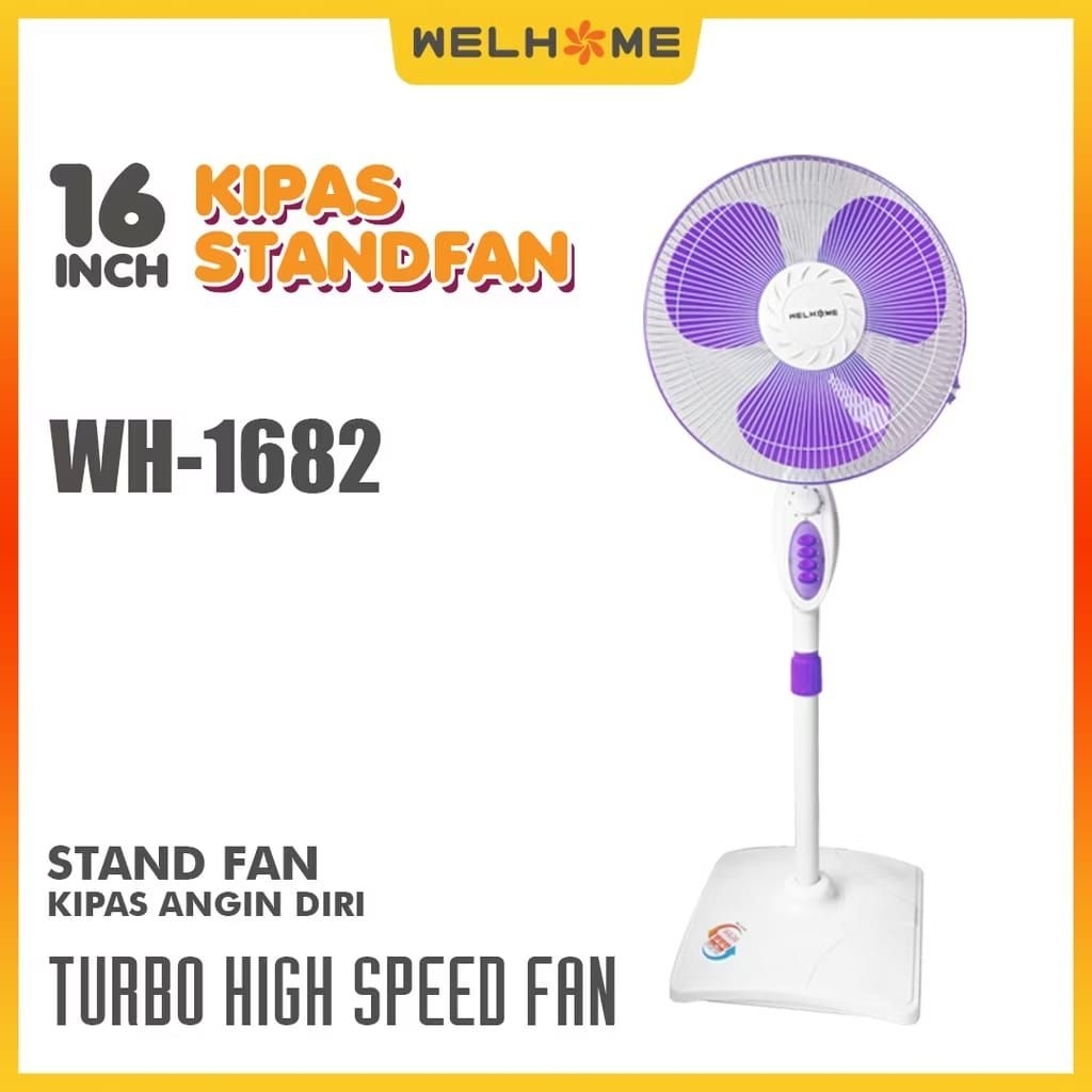Kipas Angin Berdiri 2 IN 1 Welhome 16 Inch WH-1682 Kaki Kotak , Stand Fan Welhome 16 Inch Bisa Berdi