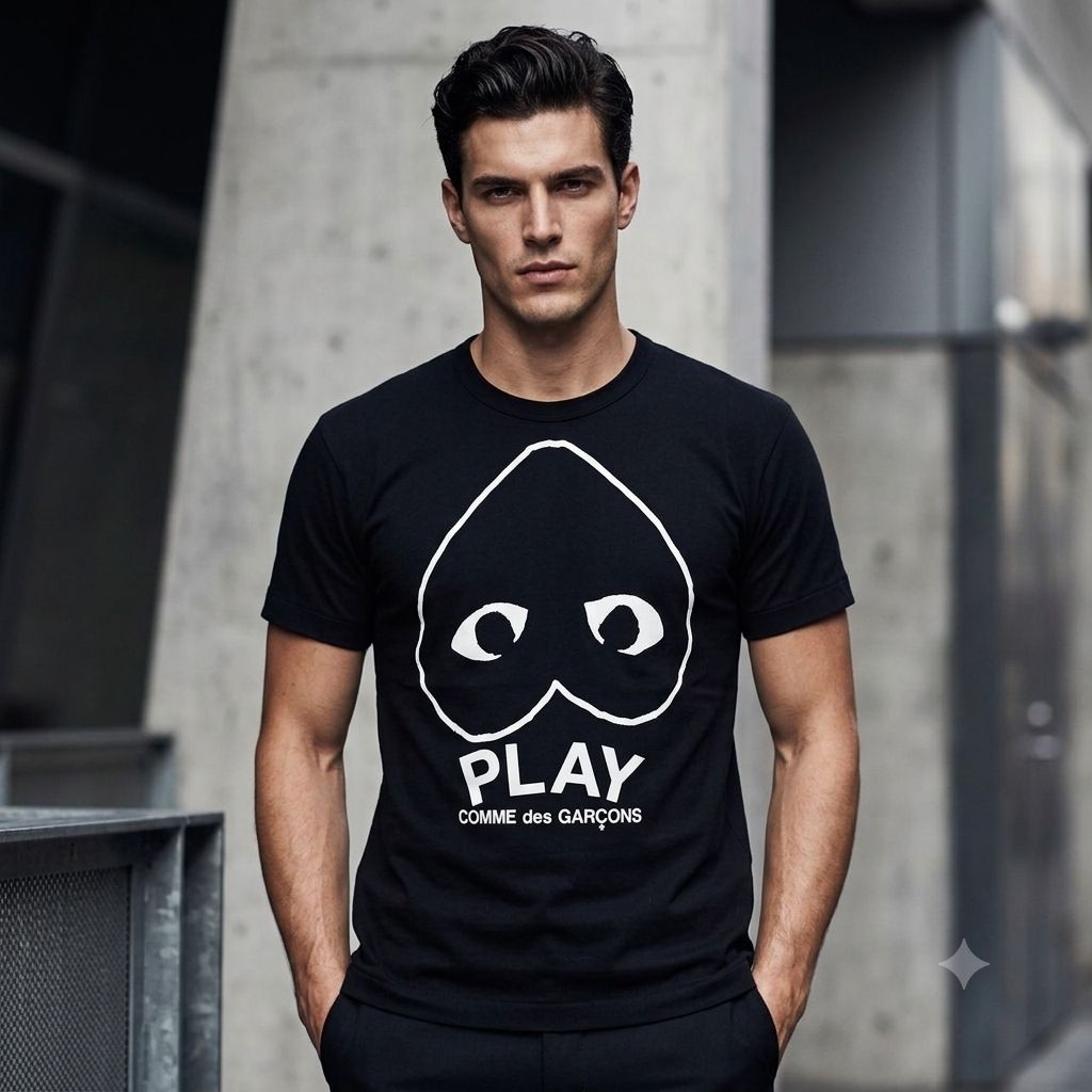 Comme Des Garcons CDG Play Big Black Heart Logo AZ-T114 T-shirt Black Authentic