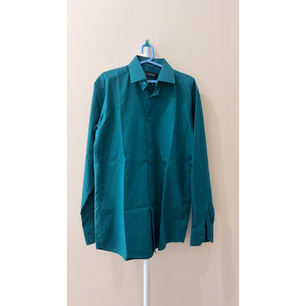 kemeja pria hijau biru tosca alisan M