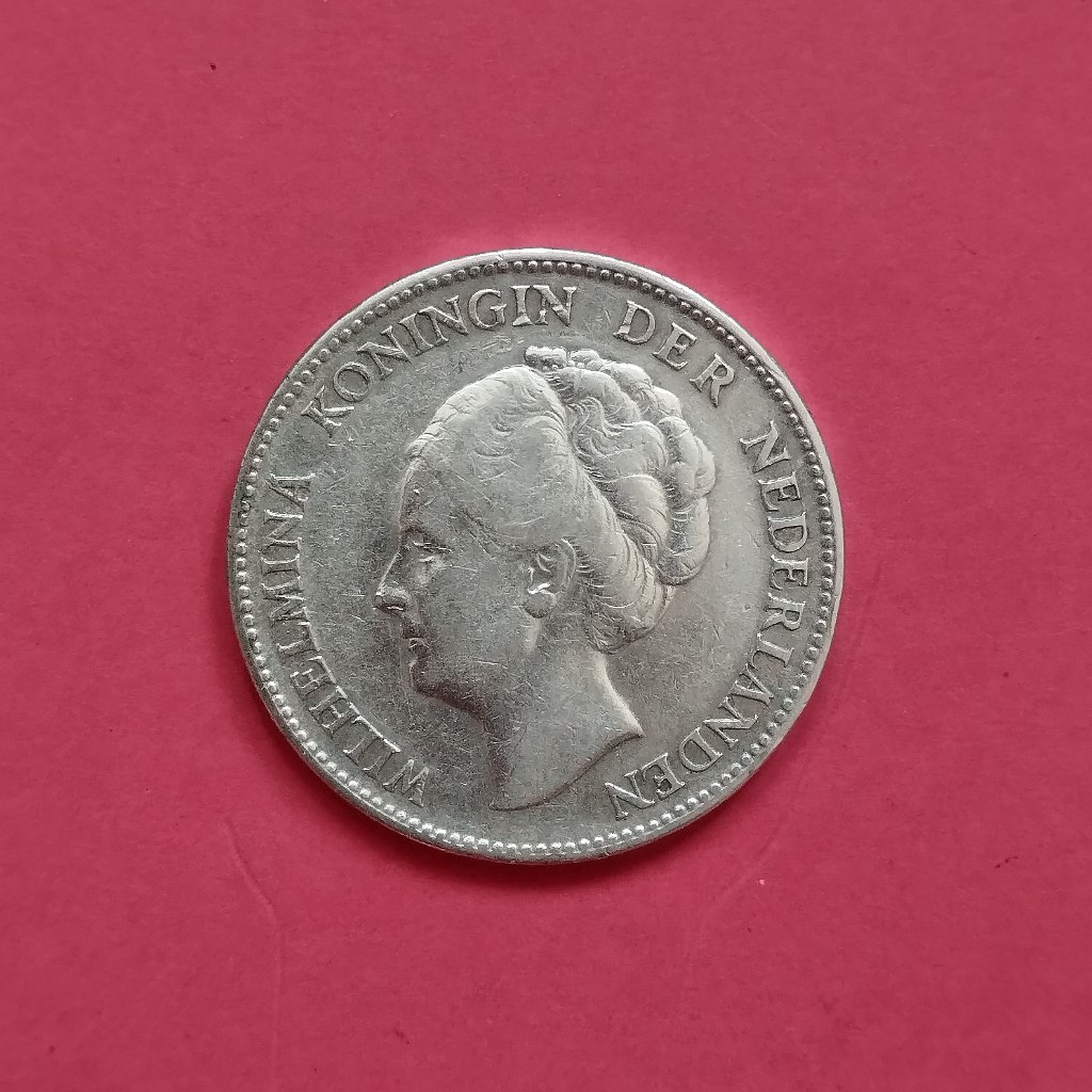 Uang Koin Perak Kuno 1 Gulden Wilhelmina Tahun 1929
