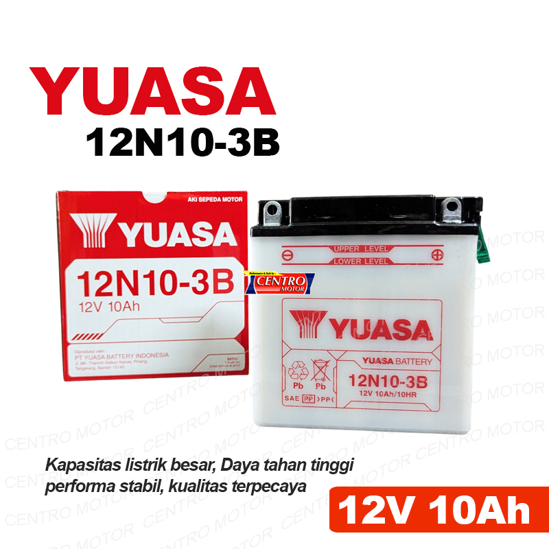 YUASA 12N10-3B.10 Amper. AKI MOTOR VESPA NEW PX 150, THUNDER 250cc.Original YUASA. Aki Basah