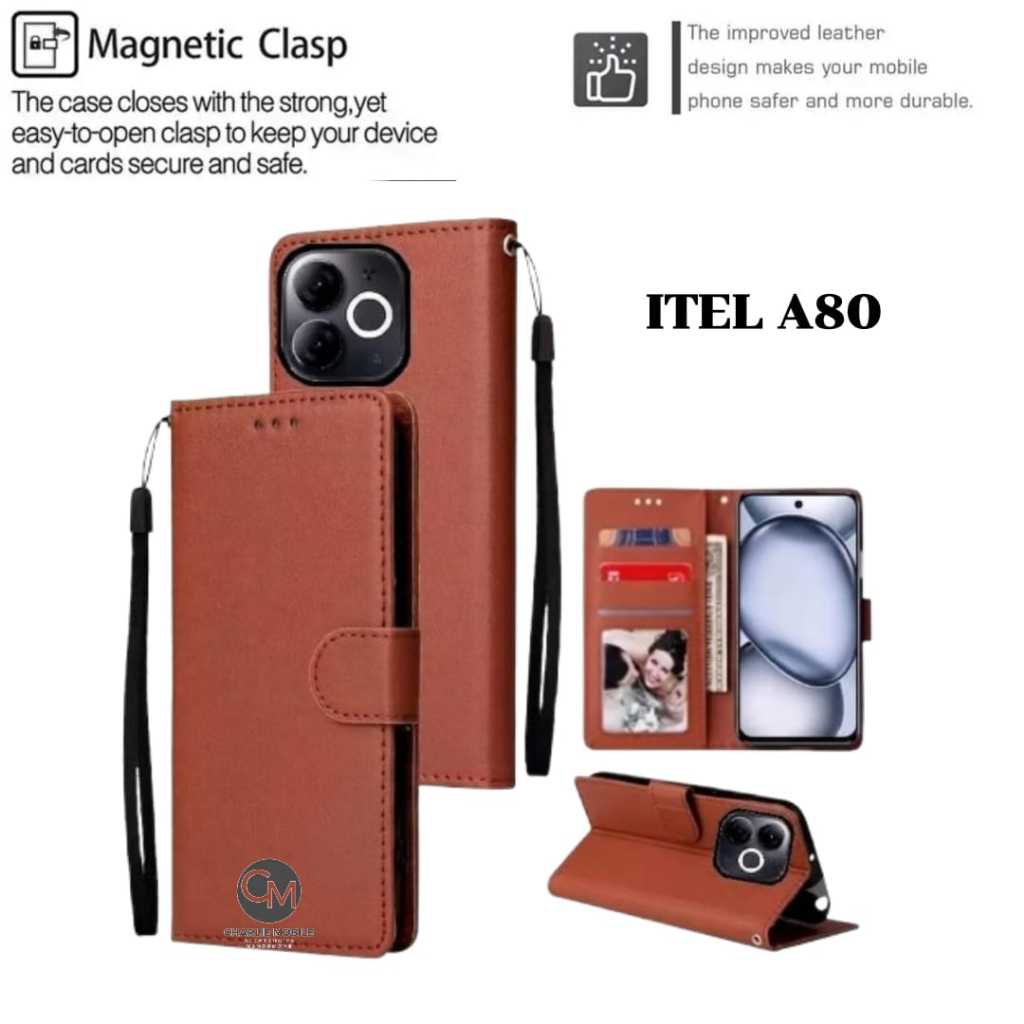 Flip Leather Case ITEL A80 Casing Dompet Kulit