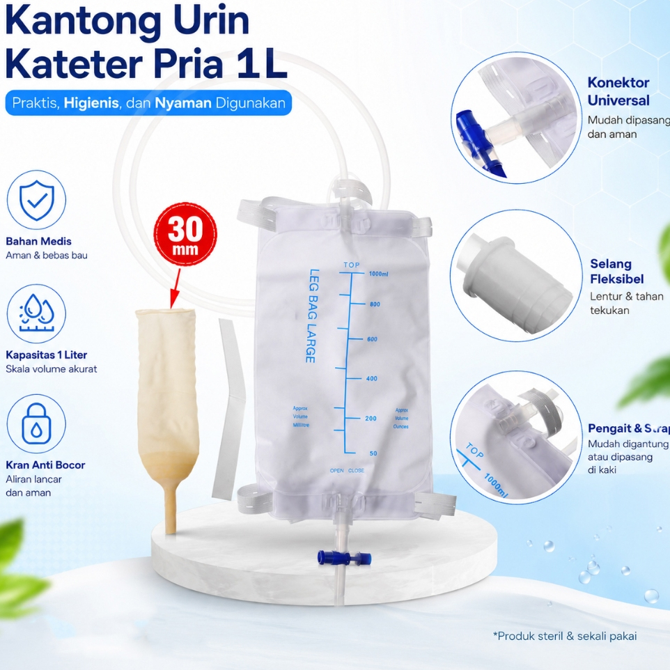 Kantong Urin Kateter Pria Catheter Urinal Bag 1L