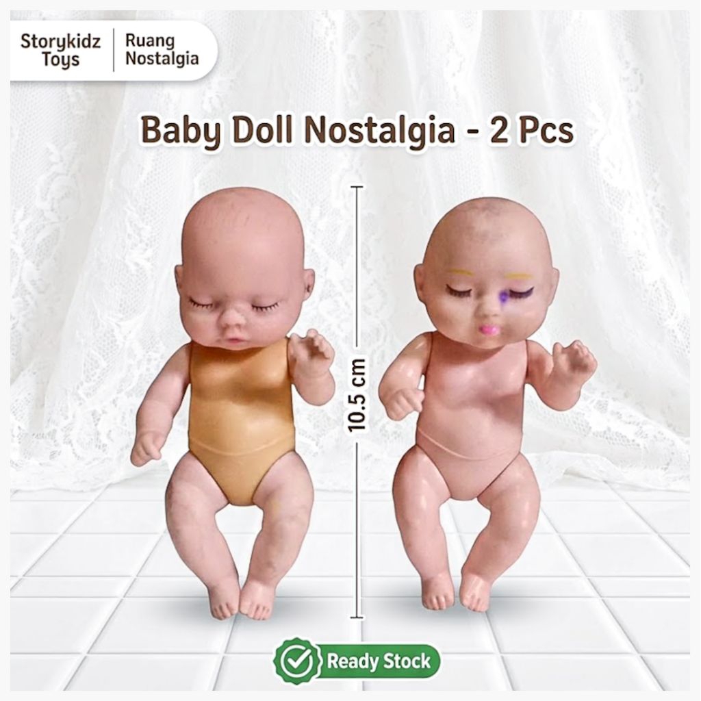 Boneka Bayi Jadul Baby Doll Nostalgia Figure Bayi Karet Kecil Mainan Anak Perempuan Lawas Era 90an