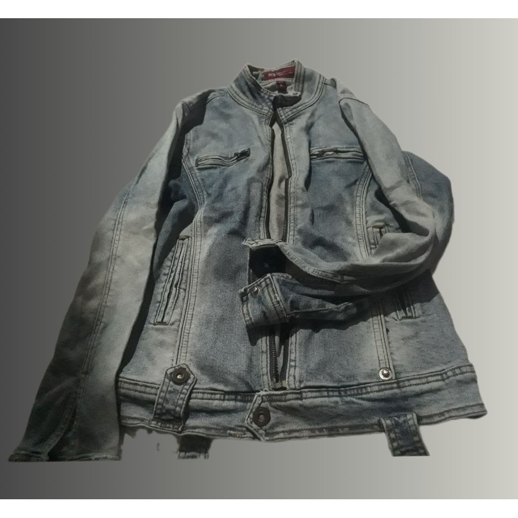 pl mistitan ripped fadding bikers denim jacket