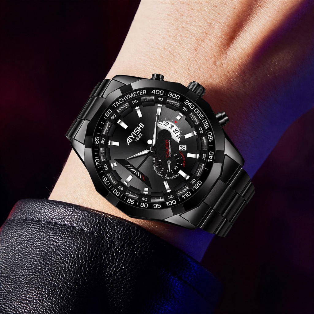 PROMO AIYISHI 1623 JAM TANGAN PRIA LUXURY STAINLESS STEEL QUARTZ ORIGINAL TAHAN AIR WATCH + KOTAK