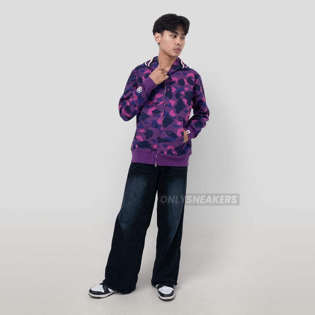 BAPE PURPLE CAMO SHARK FULL ZIP HOODIE