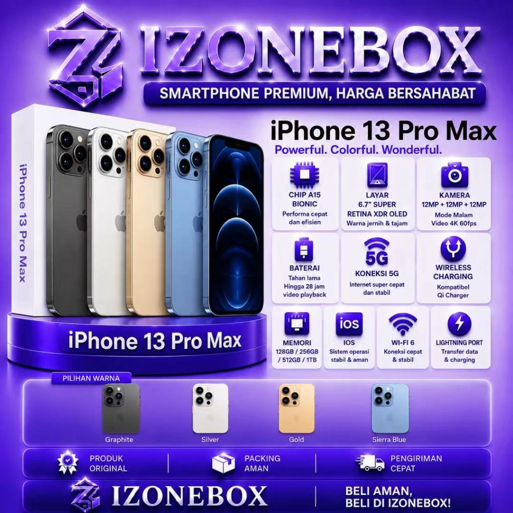 IP 13 Pro Max Second inter 128GB/256GB Original Bergaransi