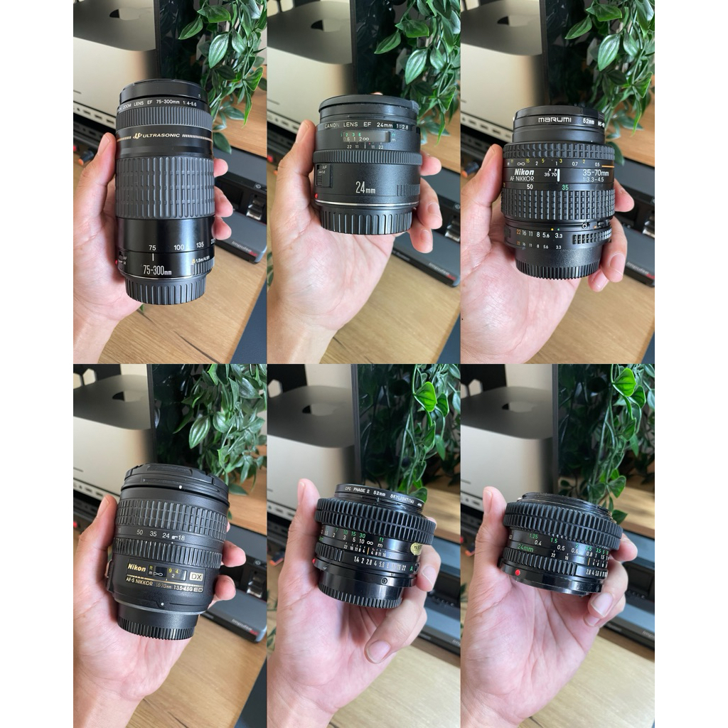BUNDLING MURAH BANYAK BONUS, CANON 24mm, CANON 75-300mm, NIKON 18-70mm, NIKON 35-70mm, CANON FD 50mm