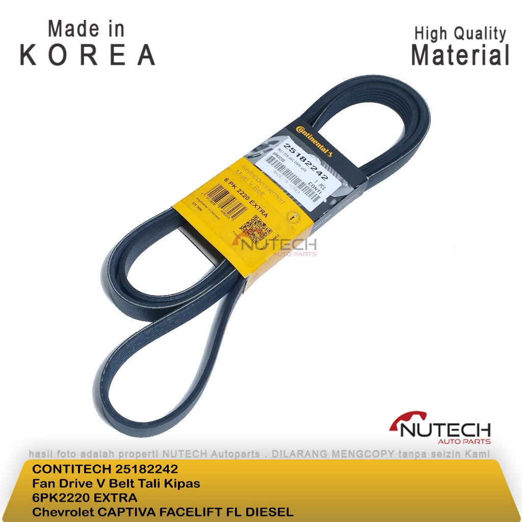 Fan Drive V Belt Tali Kipas Chevrolet CAPTIVA FACELIFT FL DIESEL 6PK 2220 6PK2220 Ori Contitech Cont