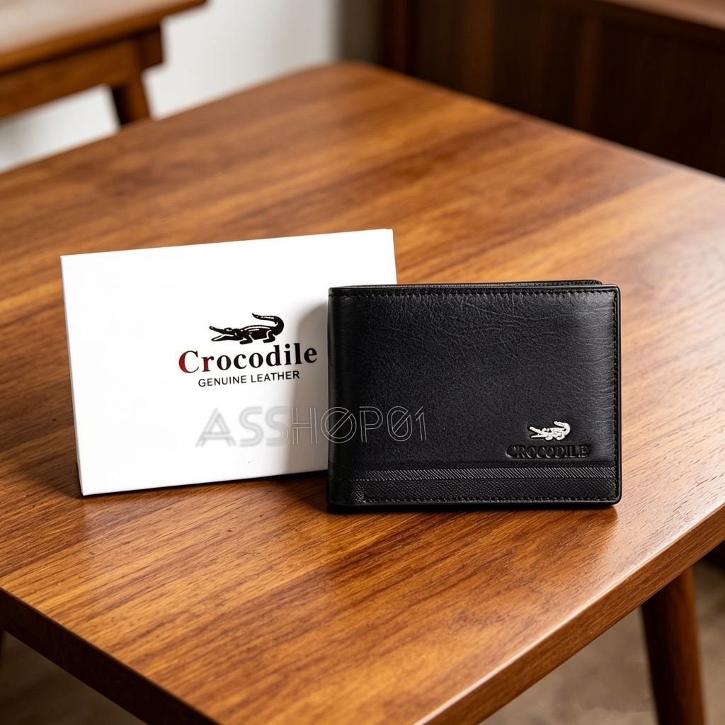 Dompet pria cowok crocodile kulit asli model mini