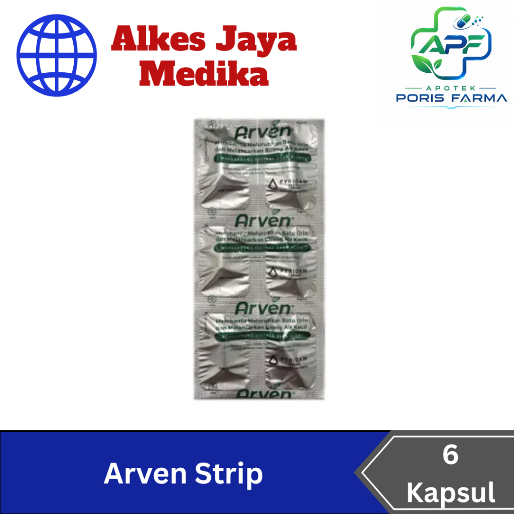 Arven Strip Isi 6 Kapsul - Obat Peluruh Batu Urin