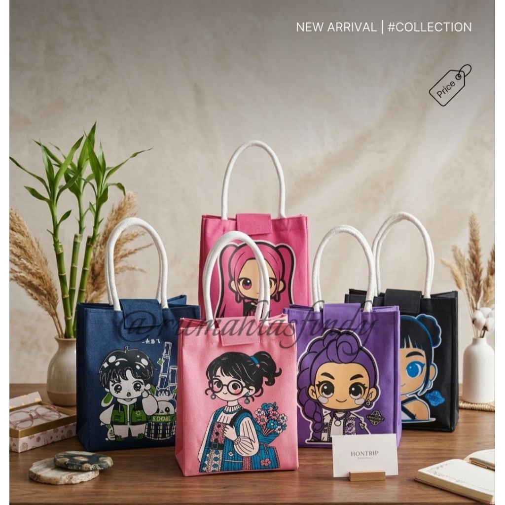 Lunch bag perekat tas bekal serbaguna tali sumbu putih