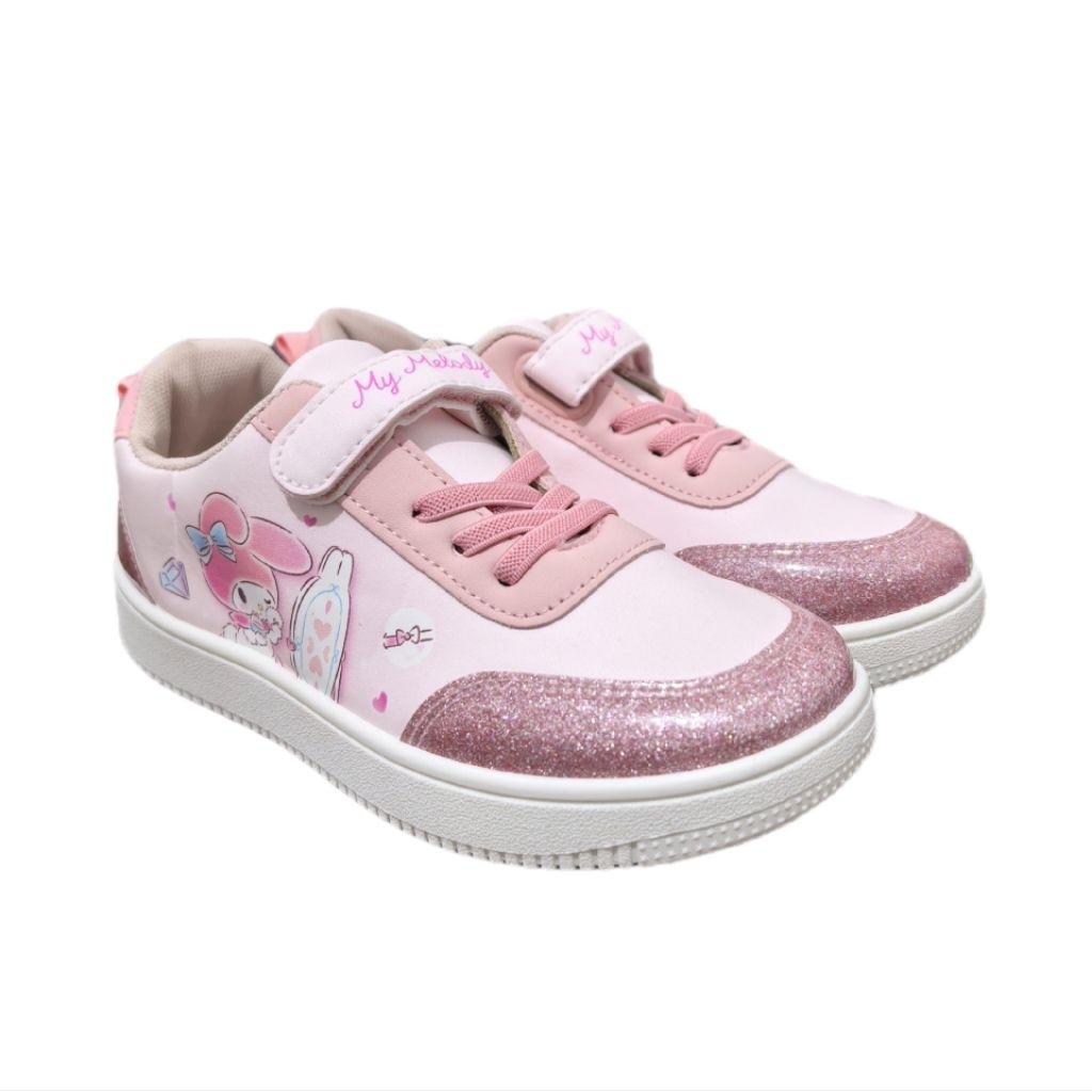 Sepatu Anak Sanrio My Melody Sneaker Perempuan Pink Rose Gold Glitter Original Lavie Stuff
