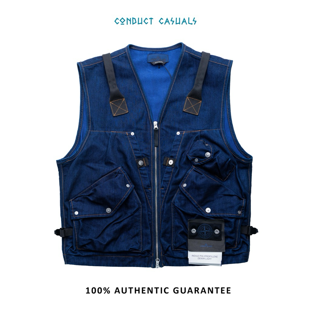 Vest Stone Island Multipocket Indigo Polypropylene Denim Original