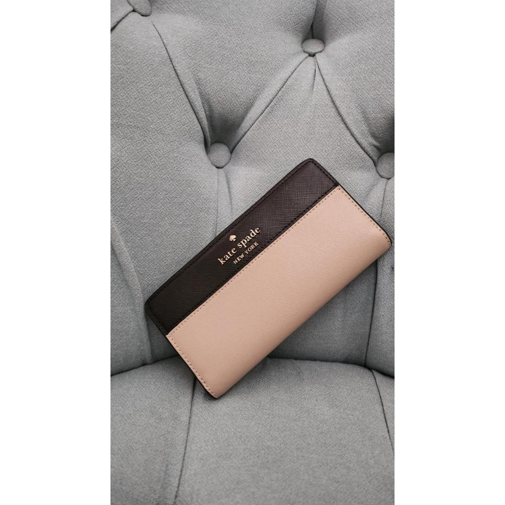 KS New York Women's Staci Colorblock Large Slim Bifold Wallet / Warm Beige Multi