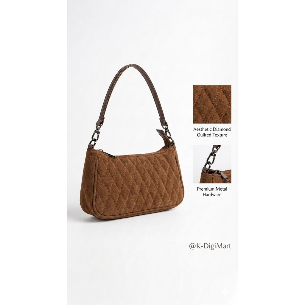 370 - PRELOVED BROWN QUILTED SHOULDER BAG