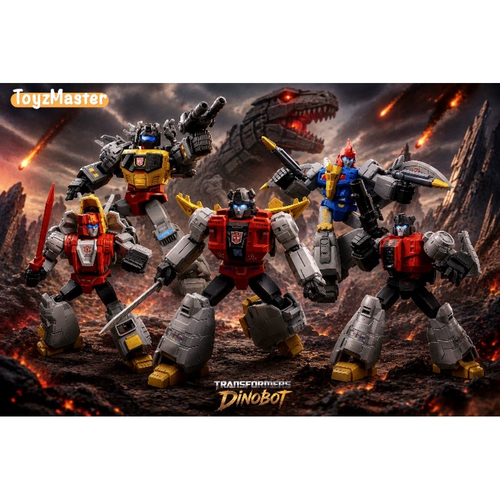 BLOKEES TRANSFORMERS GALAXY DINOBOT SET OF 5 - GRIMLOCK SWOOP SNARL SLAG SLUDGE