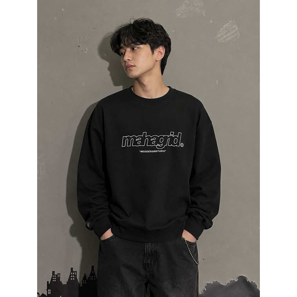 Review & Co. Sweater Crewneck Oversize Black Sweatshirt E10