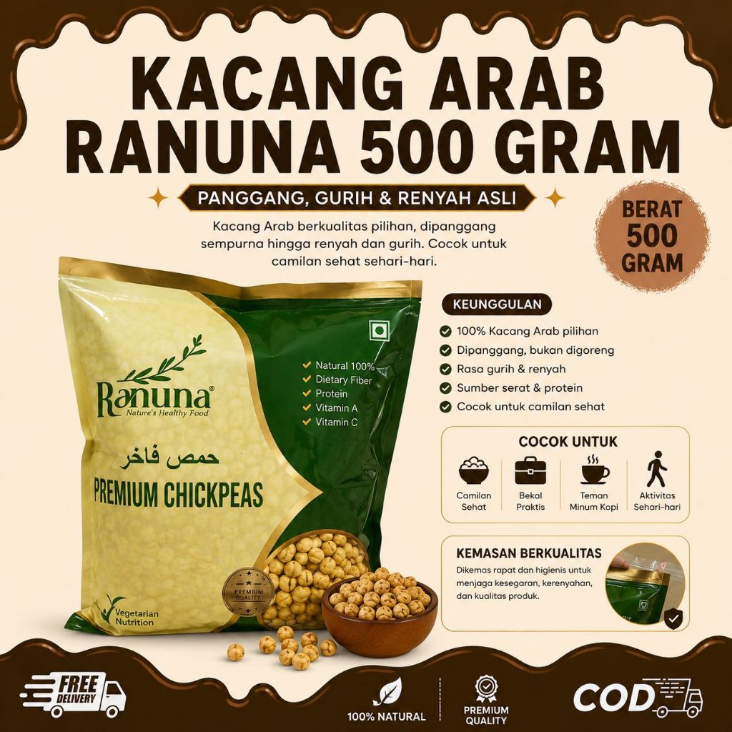 KACANG RANUNA 500 GRAM KACANG ARAB PANGGANG KACANG ARAB GURIH DAN RENYAH ASLI ORIGINAL