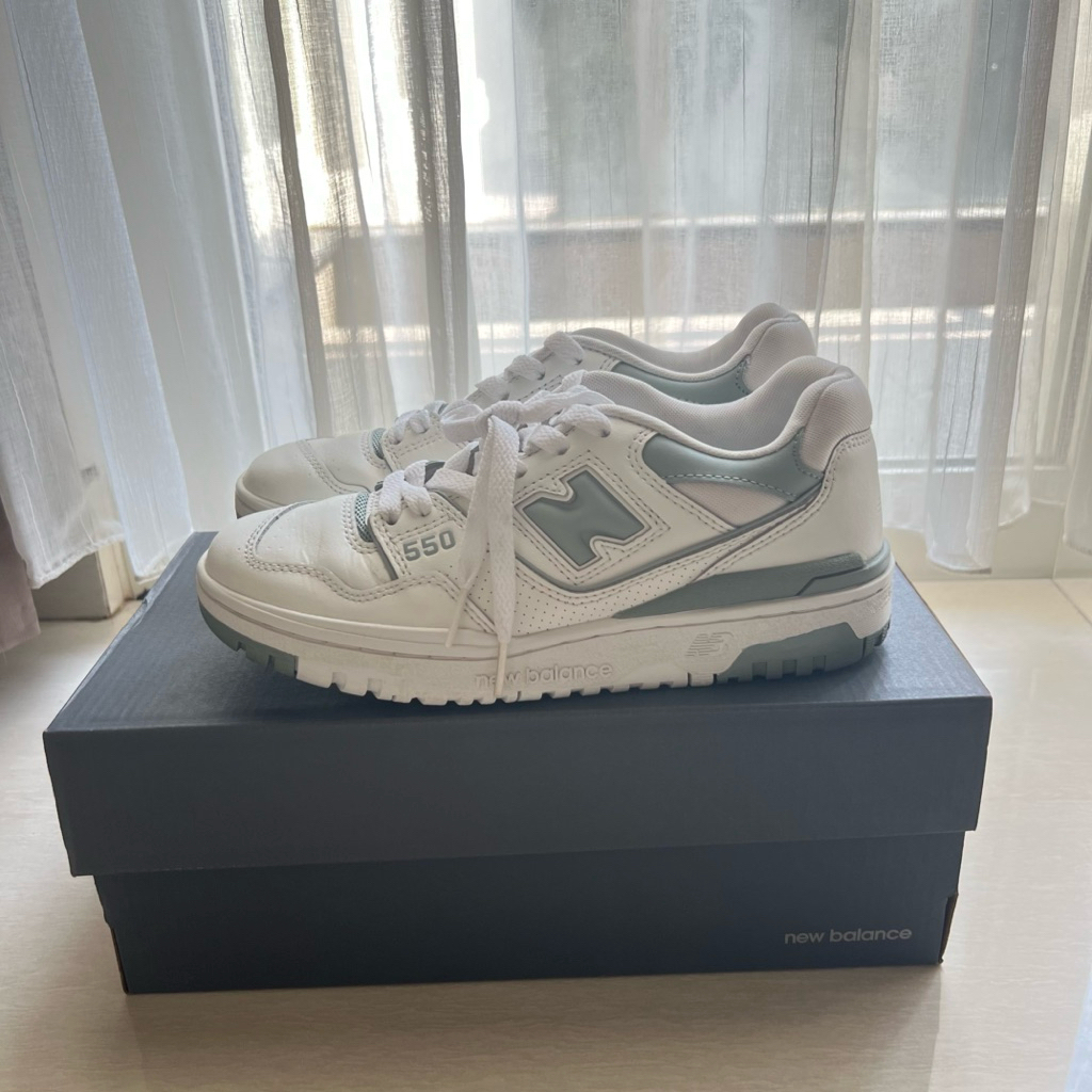 (Like New - Size 37.5 insole 24cm) AUTHENTIC NB550 New Balance 550 Grey Sage White Shoes (with Box)