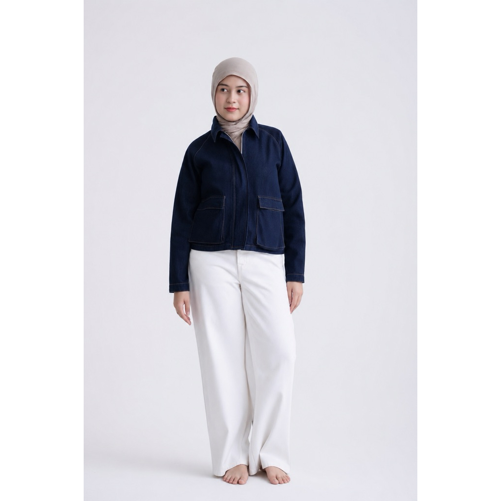 || Aveline Denim Jacket || Jacket Denim Wanita || Cropped Denim Jacket || Denim Jacket Premium ||