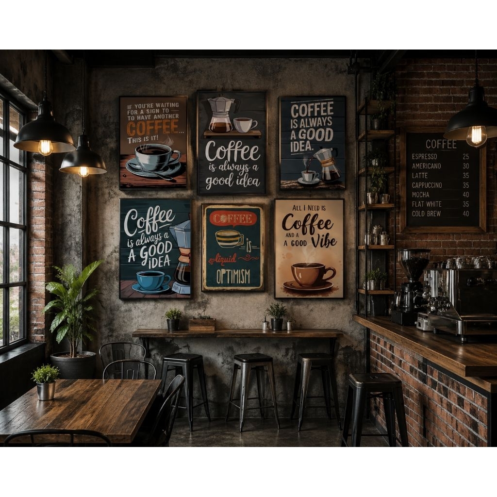 Poster Kayu kopi coffeshop - Hiasan Dinding Kantor - Walldecor - Dekorasi Ruang Cafe Toko Kamar Dind