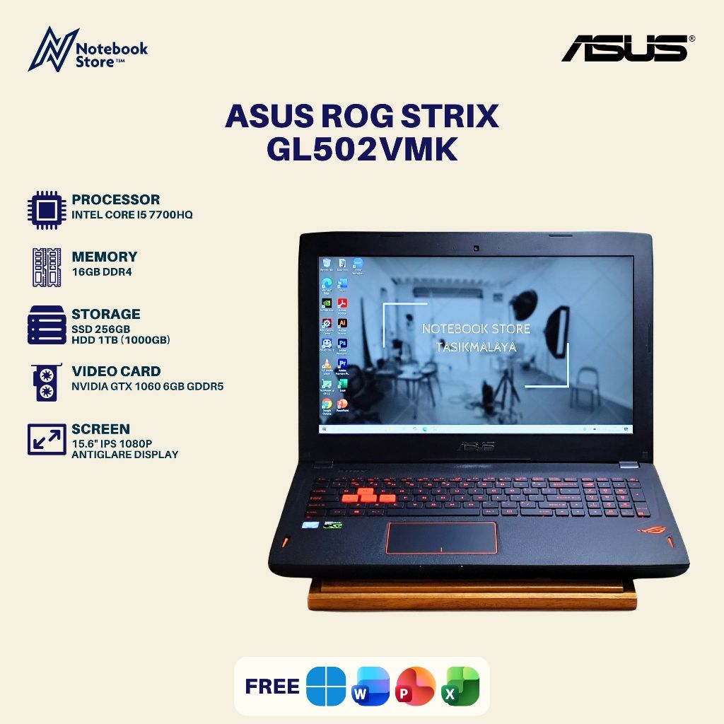 Asus ROG Strix GL502VMK Core i7 7700HQ Gen 7 GTX 1060 6GB 16GB/256GB+1TB 15 inch 1080p Laptop Gaming