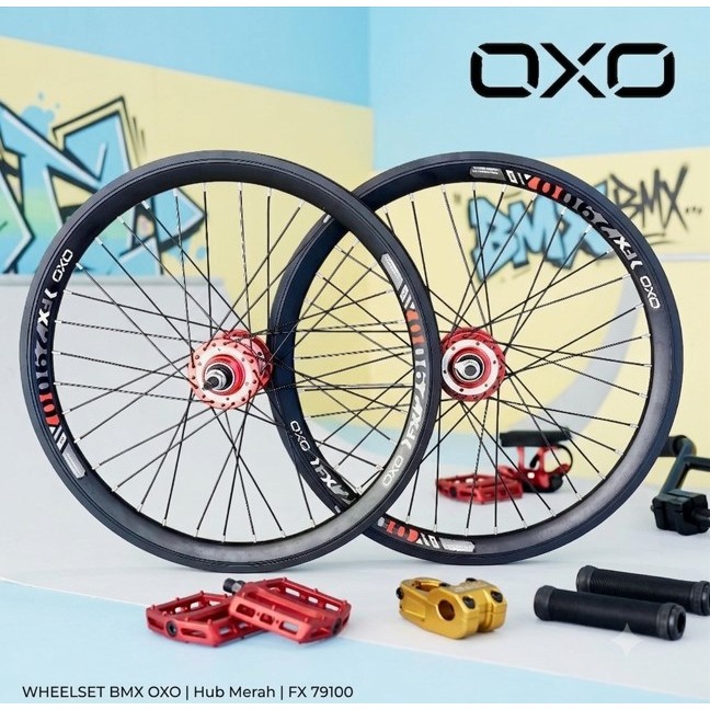 Wheelset BMX Oxo rims 4cm ukuran 20 murni vleg oxo depan belakang/wheelset oxo sepasang depan belaka